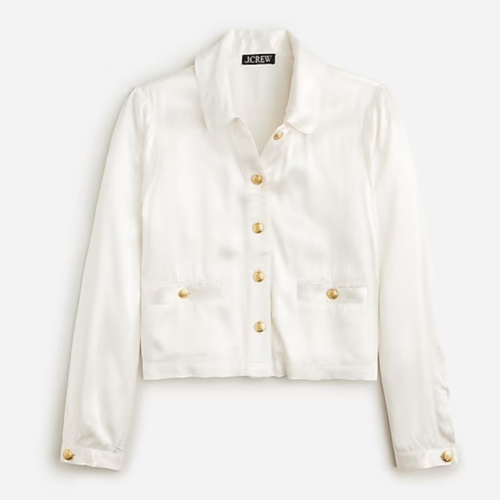 NWT J Crew Lady Shirt Jacket in Luster Crepe L